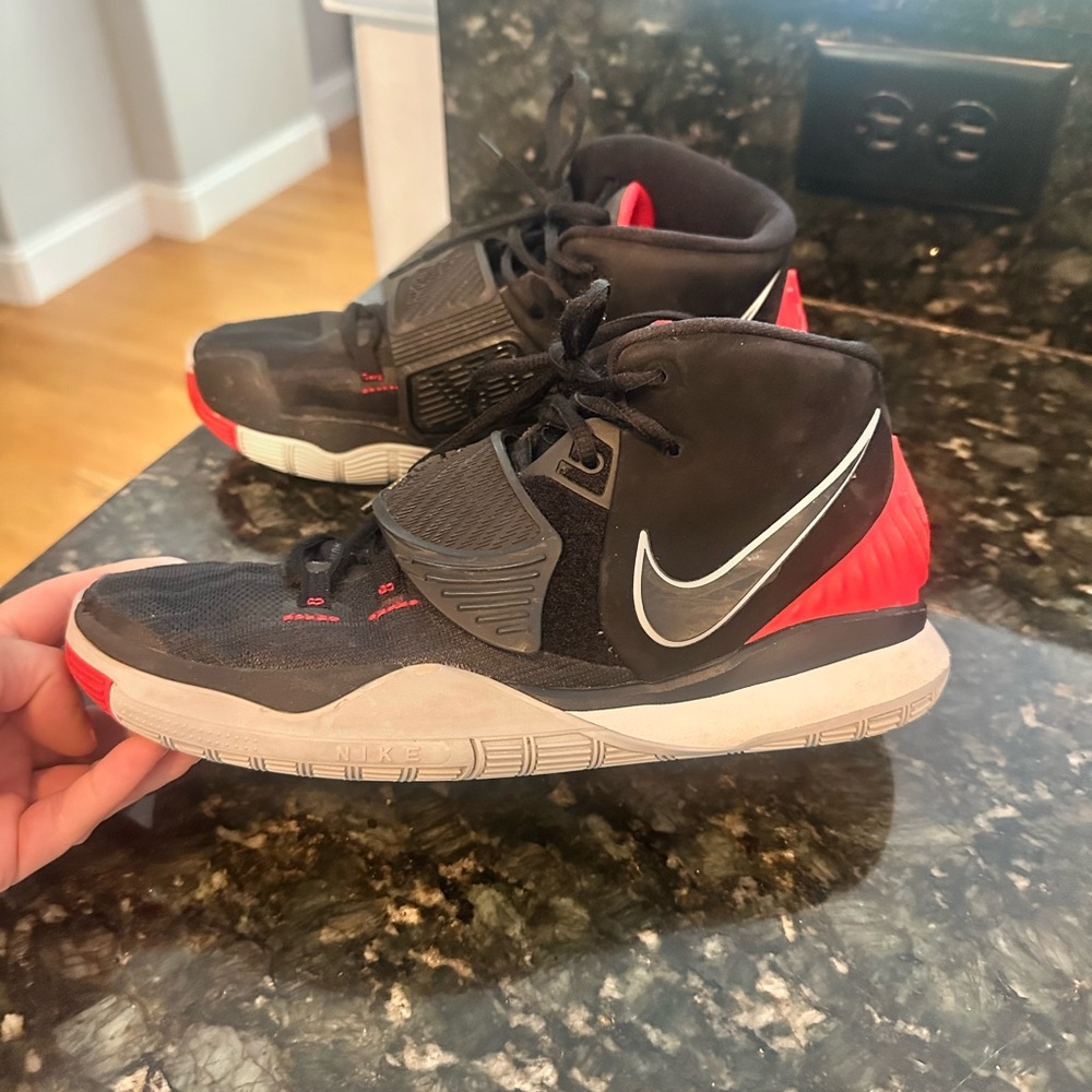 Nike Youth Kyrie 6 Bred Black and Red Basketball Sneakers